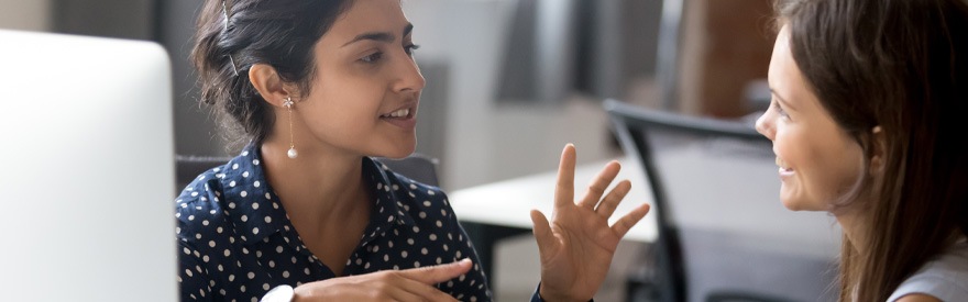 Building Your Workforce banner - two women discussing